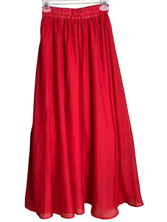 Afibi Dresses & Skirts - Afibi Red Chiffon Skirt Full Maxi Ethereal Festival Fairy Twee Boho Coquette S